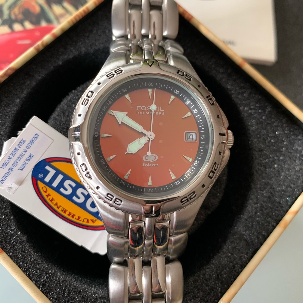 Fossil Blue watch 🧡💚 RARE color changing face ✨